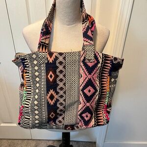 Street Level Multicolor Patterned Tote Bag